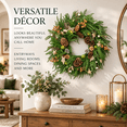 thumbnail image 5 of 24 Inch Artificial Norfolk Pine Christmas Wreath with Pinecones, Green Berries and Woven Star Ornaments, Natural Woodland Holiday Door Decor, 5 of 8