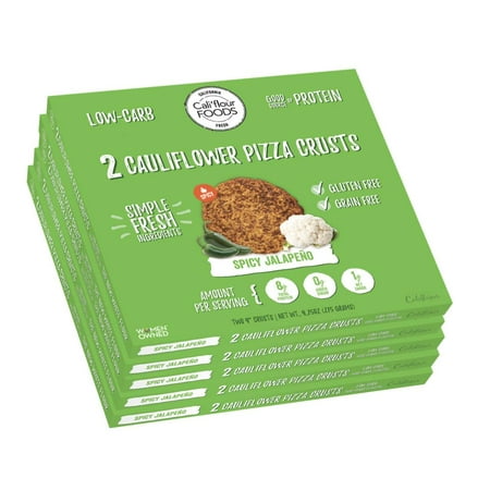Cali'flour Foods Gluten Free, Low Carb Cauliflower Spicy Jalapeno Pizza Crusts - 5 Boxes - (10 Total Crusts, 2 Per