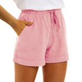 thumbnail image 2 of Womens Summer Linen Shorts High Waisted Comfy Drawstring Shorts Loose Casual Straight Leg Fashion Sports Short Pants with Pockets, 2 of 7