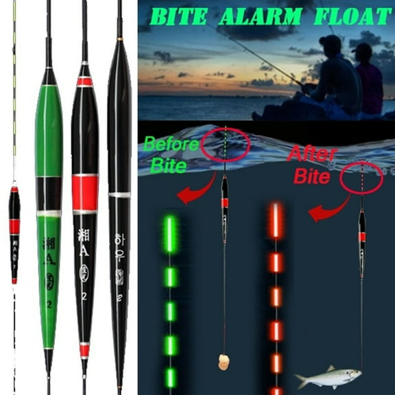 Yipinau Battery Operated Fishing Float with LED Light, Wooden Night Fishing Bobber with 3 Color Options, 37cm Long Throwing Float for River and Lake Fishing