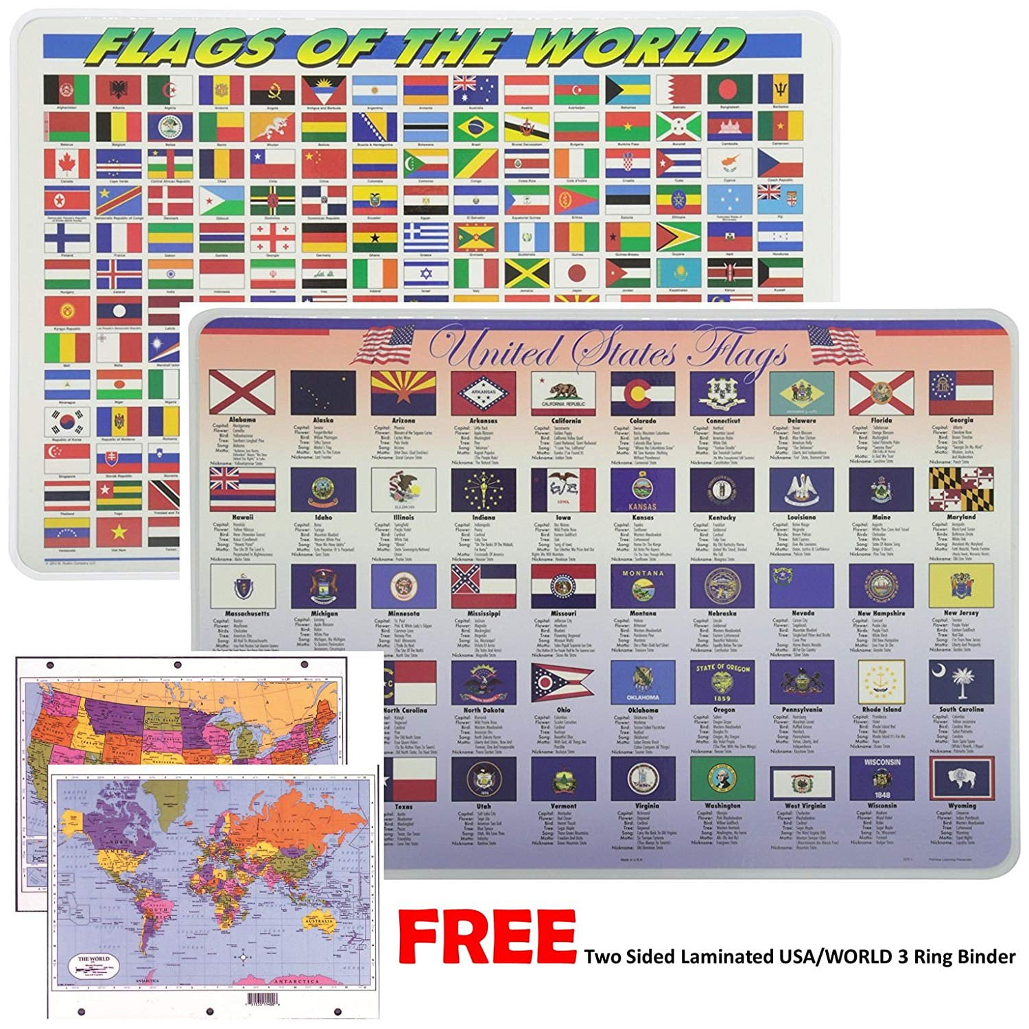 Painless Learning Educational Placemats For Kids Laminated Flags of The ...