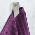 thumbnail image 4 of Cotton Highly Absorbent 12-Piece Solid and Checkered Border Towel Set, Plum, by Superior, 4 of 7