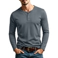 thumbnail image 2 of ZyeKqe Mens Long Sleeve Shirts Button Front Crewneck Lightweight Quick Drying Breathable Active Sports Workout Tops, 2 of 8