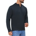 thumbnail image 4 of INSPIRE CHIC Men's Mock Neck Pullover Sweater Solid Color Quarter Zip Knitted Polo Sweater L Dark Blue, 4 of 5