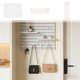 thumbnail image 1 of Rack de almacenamiento de pared sin pinchazo para tablero perforado Organizador de plástico de 16,7" x 13" con cesta de desagües y ganchos, montado en la pared para cocina, baño, garaje, oficina, 1 of 6