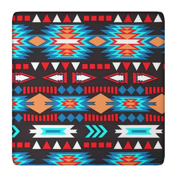 Fitted Tablecloth with Bohemian Design, 36x36 Inch Square Floral Cover with Elastic Hem for Card Tables, Wrinkle Resistant