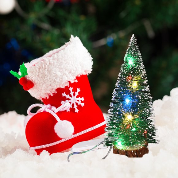 Small Pine Christmas Trees, for Xmas Gift Holiday Party Home Tree Decor, Warm White