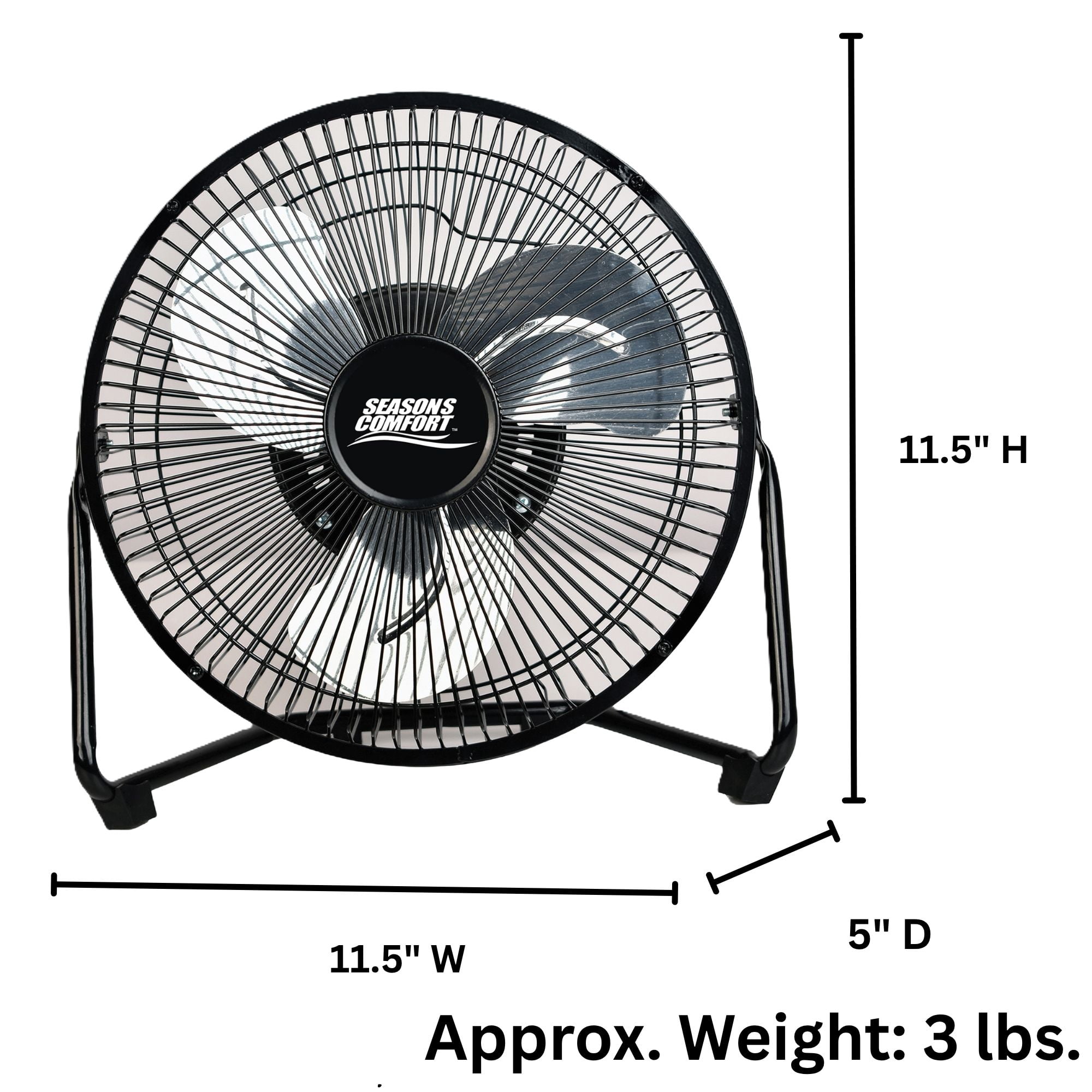 Seasons Comfort 9-In. 3-Speed High-Velocity Heavy-Duty Floor Fan, FHV09, Black, FHV09