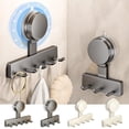 thumbnail image 1 of Ganchos de pared para ventosas de vacío 3 o 5 ganchos, sin taladro Soporte para toallas, plástico resistente y portante, gris o blanco, almacenamiento de cocina en baño, 1 of 8