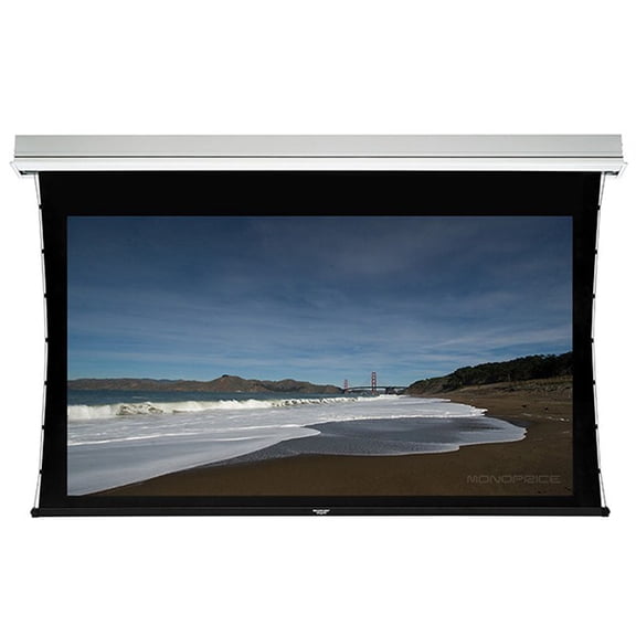 106-inch, 16:9 HD Gray Fabric Ceiling-Recessed Tab-Tensioned Motorized Projection Screen