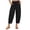 Black, variant on Women's Harem Capri Pants Casual Loose Fit Wide Leg Cropped Trousers Lightweight Drawstring Elastic Waist Lounge Capris with Pockets