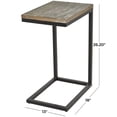 thumbnail image 3 of DecMode 13" x 26" Brown Wood Distressed C-Shaped Accent Table with Black Metal Base, 1-Piece, 3 of 11