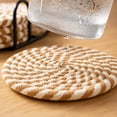 thumbnail image 4 of 4 Pack Round Cotton Yarn Woven Placemats, Linen Heat Resistant Table Trivets, Insulating Dish Coaster Set, Matching Storage Rack Included For Kitchen Dining Table Decor, 4 of 7