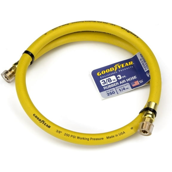 Goodyear 3' x 3/8" Rubber Whip Hose Yellow 250 Psi