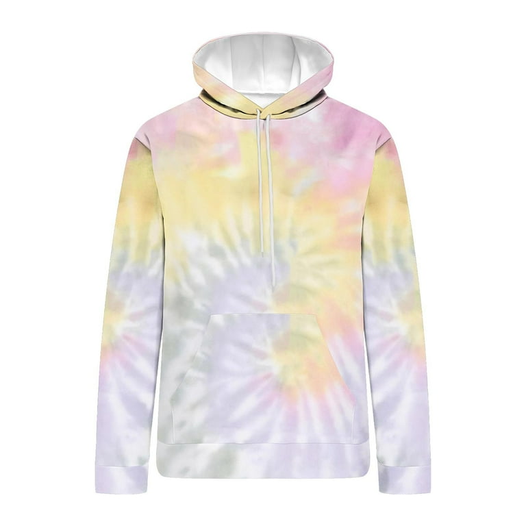 DeHolifer Hoodies for Men Tie Dye Long Sleeve Drawstring Hoodies