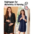 thumbnail image 5 of Ekouaer 2 Pack Nightgowns for Women Long Sleeve Sleep Shirt for Adult Button Soft Boyfriend Night Pajama Dress Maternity Night Shirt For Nursing Sleepwear, 5 of 6