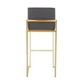 thumbnail image 6 of Fuji Contemporary High Back Barstool In Gold Steel And Grey Faux Leather - Set Of 2, 6 of 9