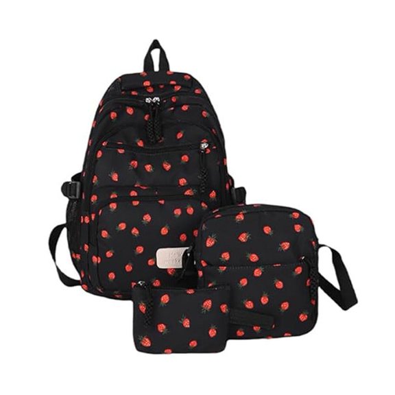 ZOUBAOQ Coquette Strawberry Backpack,3 Cute Aesthetic Backpack Daypack,Coquette Rucksack,for Fashion Women Aesthetic Nylon