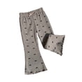thumbnail image 2 of ITSAME Flared Pants for Girls, Cute Bow Cotton Elastic Waist Ruffle Hem Summer Casual Wide Leg Pants Dark Gray Size 6, 2 of 5