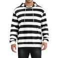 thumbnail image 1 of SUDADERAS INSPIRADAS CHIC para hombres, con rayas, capucha, bolsillo frontal, cordón, de manga larga, sudaderas tipo pullover, en negro y blanco, 1 of 6