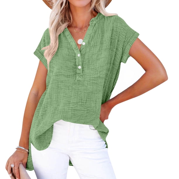 Eres Más Que una Camisa de Puntuación de Prueba Estilo Casual de Manga Corta de las Mujeres V Cuello Blusa Superior, Camisas de Manga Corta para las Mujeres Pullover de Botón Casual