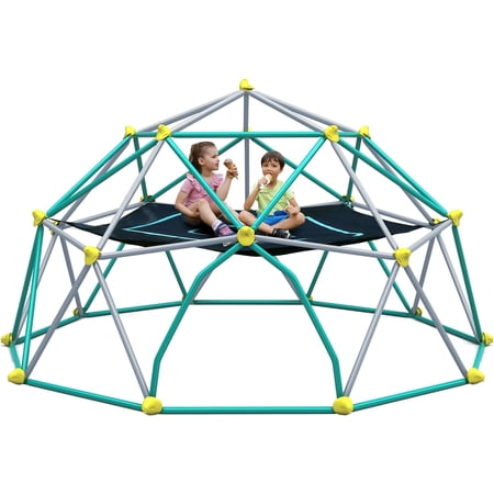 HappyToysWorld 13ft Outdoor Climbing Dome with Hammock - Geometric Dome Climber Playset for Kids Ages 3-12, Supports 1000lbs, Easy Assembly Jungle Gym