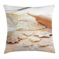 thumbnail image 1 of Cookie Throw Pillow Cushion Cover, Baking Ingredients Scattered in Flour Gingerbread Milk in a Jar Christmas Vibes, Decorative Square Accent Pillow Case, 24" X 24", Multicolor, by Ambesonne, 1 of 2