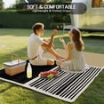 thumbnail image 4 of Beige Outdoor Rug 4x6 Ft - Reversible Patio Rug Outdoor Camping Rugs, Modern Abstract Art Farmhouse Striped Washable Indoor Outdoor Area Rugs, Non-Slip Outdoor Carpet Runner for Deck/Porch, 4 of 8