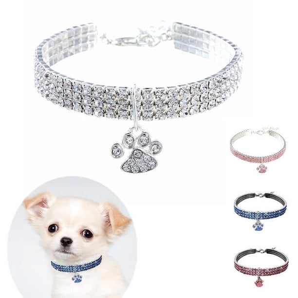 4 Piezas Collares para Mascotas con Diamantes de Imitación Brillantes Collares para Perros con Colgante de Purpurina Collar de Gato de Cristal Ajustable Collar Elástico para Mascotas para Mascotas Pequeñas, Gatos, Perros, Cachorros (Blanco) JM