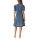 thumbnail image 3 of INSPIRAR CHIC Vestido de Mezclilla para Mujer con Manga Corta Abullonada, Cuello de Solapa, Cierre de Botón, Vestido Midi L Gris Azul, 3 of 6