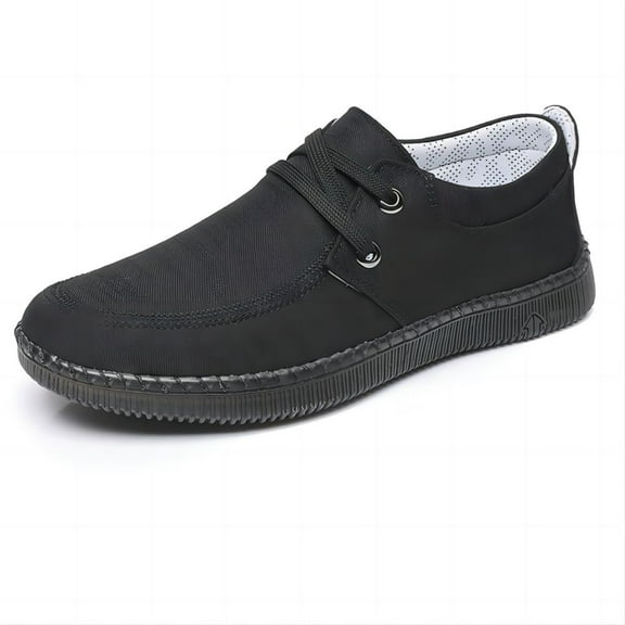 Men's Casual Wide Toe Mesh Loafers Hand-Sewn Lightweight Canvas Breathable Driving Outdoor Fashion Cloth Shoes Black 7 US