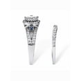 thumbnail image 2 of PalmBeach Jewelry 1.72 TCW CZ and Created Sapphire Halo Bridal Set in Platinum-plated Sterling Silver, 2 of 5