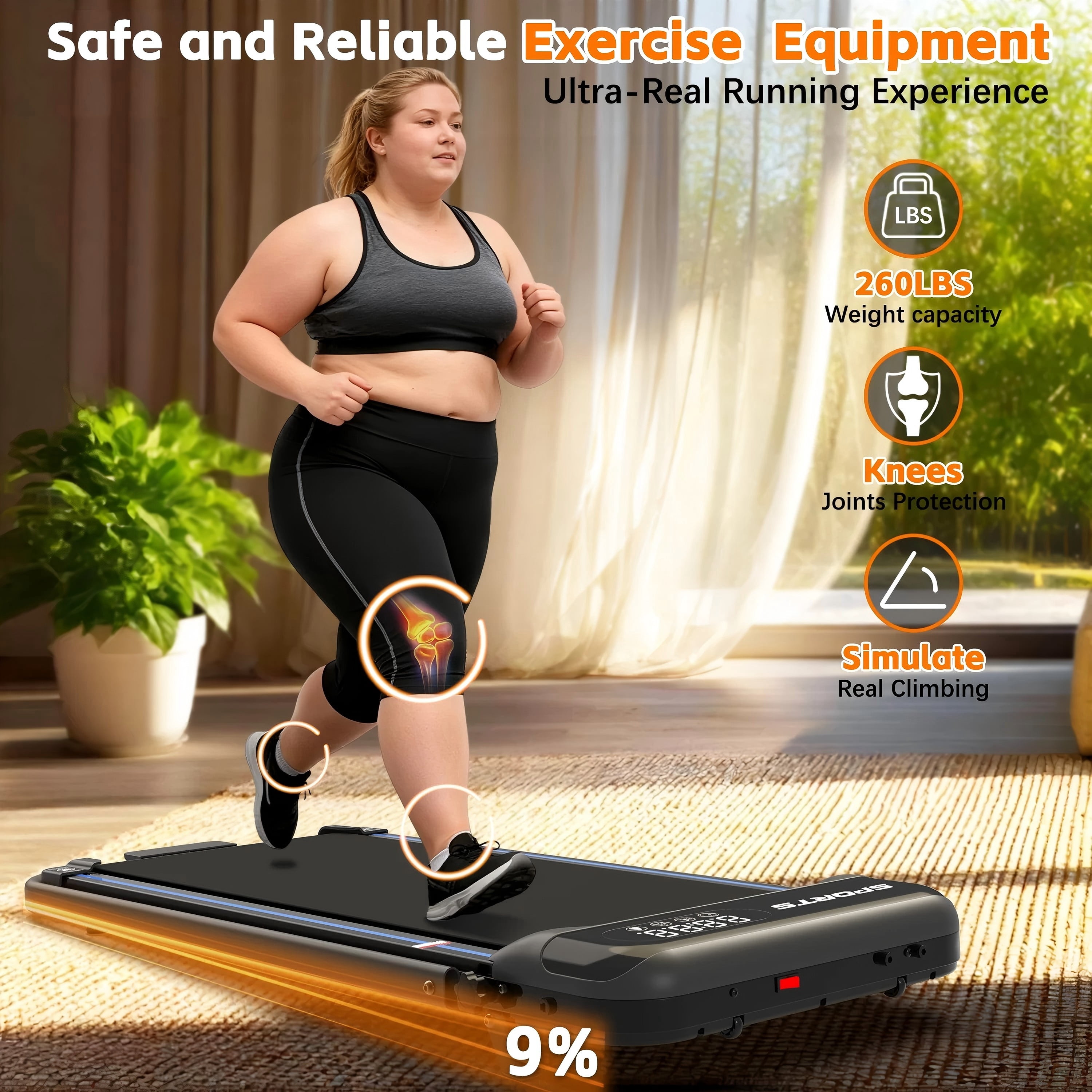 4 in 1 Treadmill Under Desk 0.6–5.0 MPH Romote Foldable Walking Pad, Incline Knee Friendly LED Ultra-Quiet Treadmill For Home Office, Black