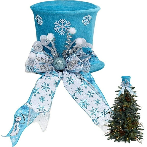 Christmas Tree Topper Hat with Bow Ribbon Christmas Decor For Home Xmas Tree Ornaments Navidad New Year