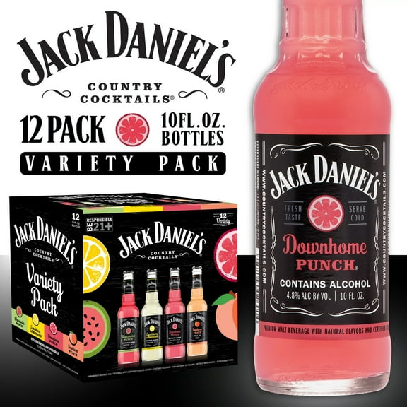 Jack Daniel's Malt Variety Pack Malt Beverage, 12 Pack, 10 fl oz Bottle, 4.8% ABV