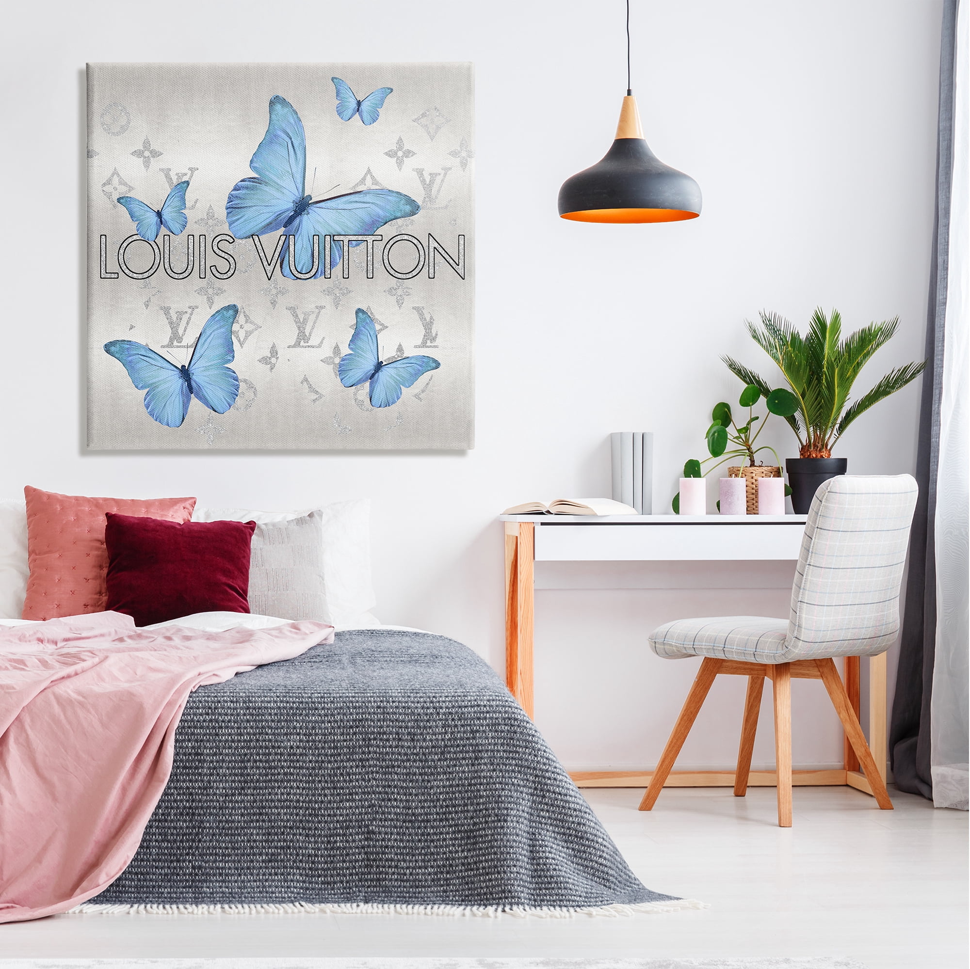 Stupell Industries Blue Glam Butterflies Animals & Insects Painting Gallery Wrapped Canvas Print Wall Art, 36 x 36