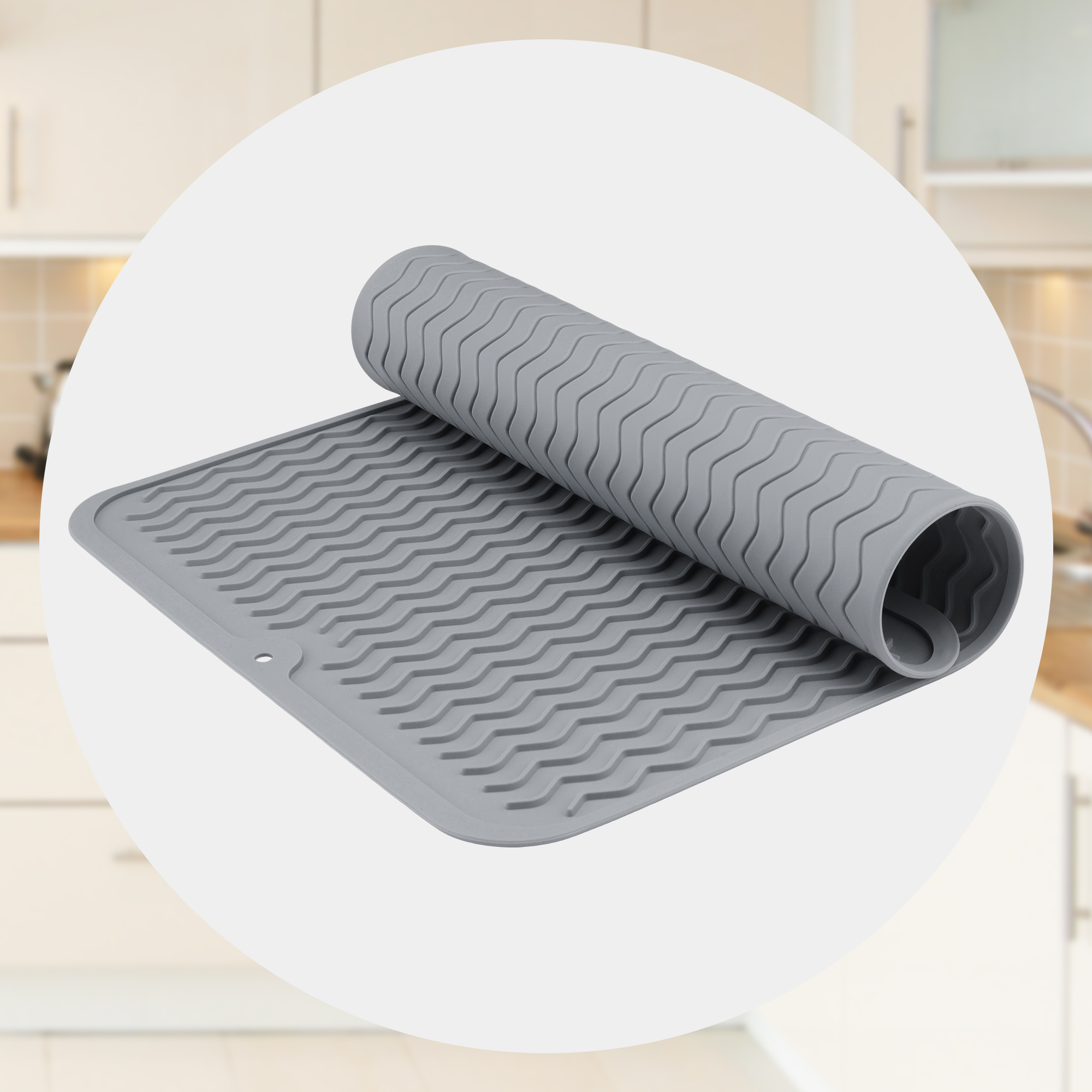 Unique Bargains Silicone Easy Clean Waterproof Dish Drying Mat Dark Gray 15.7*11.8 inch