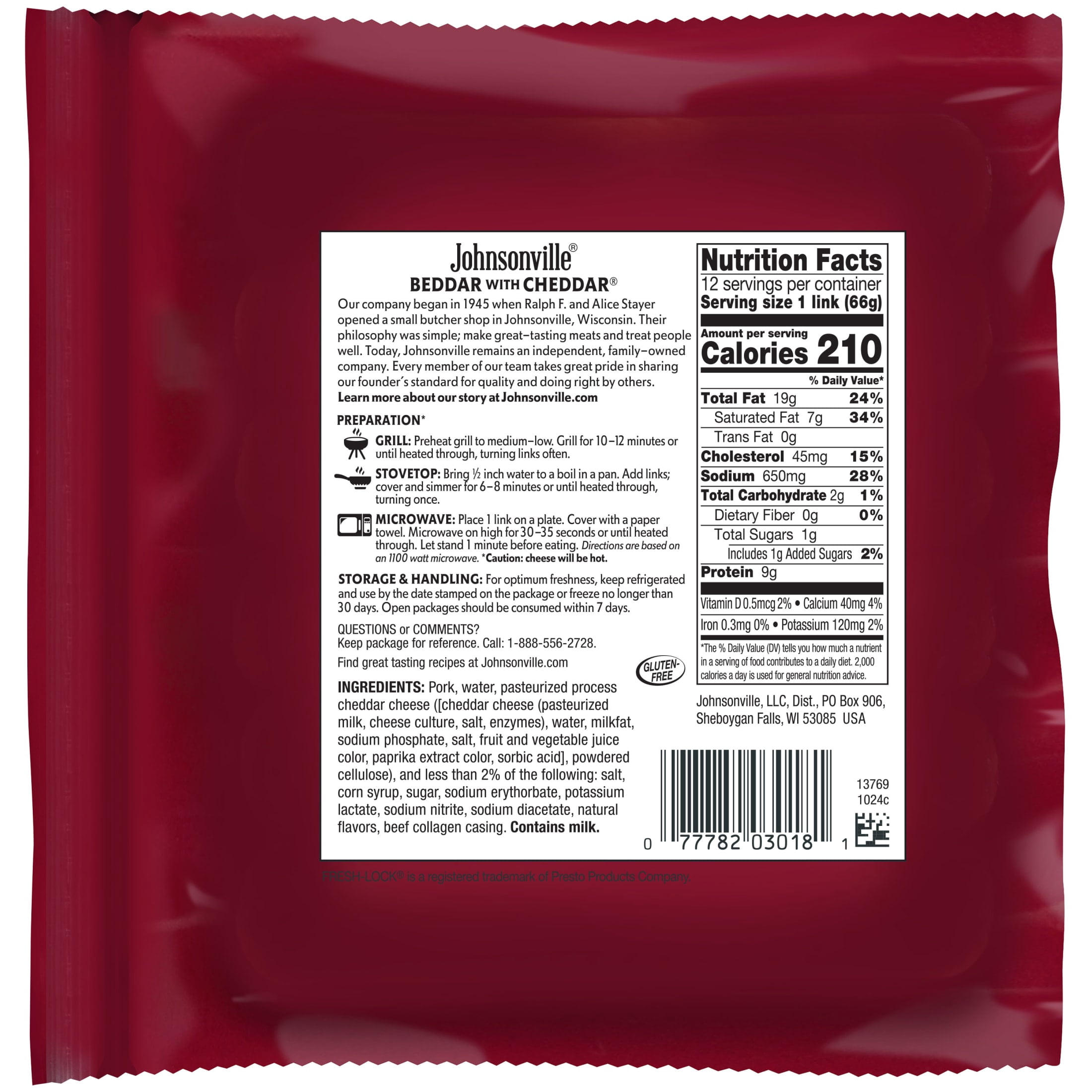 Johnsonville Beddar with Cheddar Smoked Sausage Party Pack, 12 Links, 1 lb 12 oz, Refrigerated