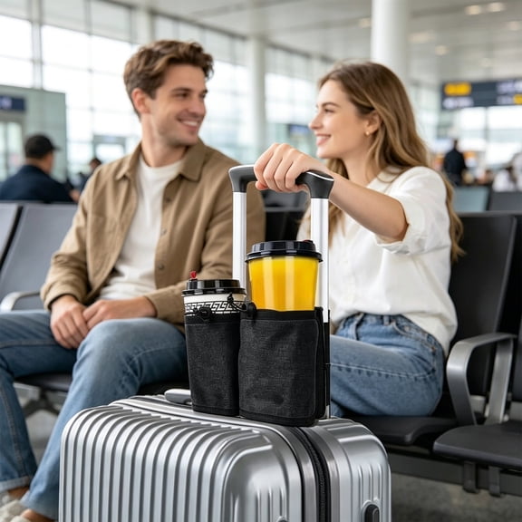Kieccall Adjustable Cup Holder Accessory for Rolling Travel Luggage Gift