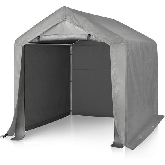 Outdoor Portable Storage Shed, Heavy Duty Bike Tent with Roll-up Zipper Door, Waterproof and UV Resistent Carport for Motorcycle, Garden Tools and Firewood (6x6x6.5ft)