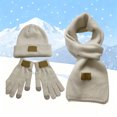 thumbnail image 2 of BRICH Winter Beanie Hat Scarf Gloves Set for Men Women Long Scarf Neck Warm Knit Hat Warmer Winter Gloves Sets White One Size, 2 of 3