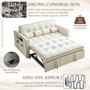 KINFFICT Futon Sofa Bed, Convertible Sleeper Sofa Bed with Pull Out Couch, Modern Velvet Loveseat Sleeper, Small Couch for Living Room, Beige