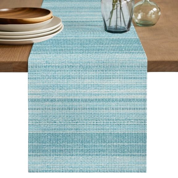 Table Runner 72 Inches Long, Rustic Teal Decorative Table Runner for Party Wedding Home Decor, Farmhouse Vertical Striped Art Dresser Scarves for Bedroom Kitchen Tables Decor 13x72 Inch