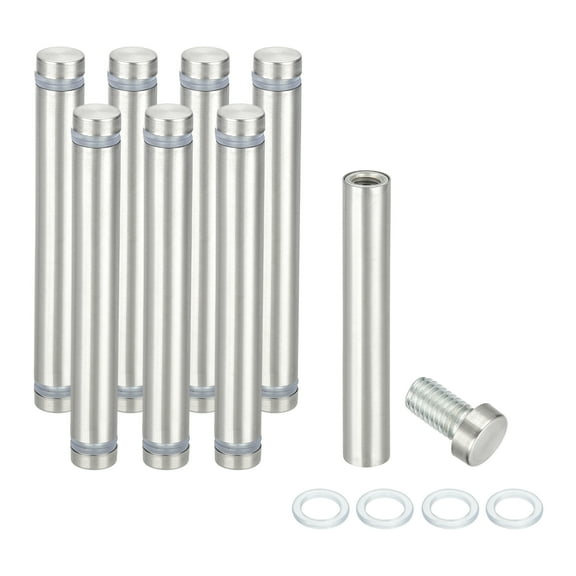1/2" x 3.5" Standoff Screws, 8Pcs Stainless Steel Double Head Screw Stand Off Wall Mount Hardware Advertising Nail for Hanging Acrylic Picture Frame