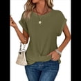 thumbnail image 2 of Camisetas para Mujer, Camisetas Informales con Mangas Murciélago Lisas y Dobladillo Cruzado, Camisetas Ajustadas A Verde Oliva S, 2 of 7