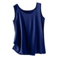 thumbnail image 4 of ibuvkizy Womens Silk Satin Tank Tops,Women's Spring Summer Solid Color Round-Neck Sleeveless Casual Shirt Top Navy,XL, 4 of 4