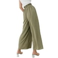 thumbnail image 4 of Seyurigaoka Women's Plus Sized Elastic High Waist Pants Casual Linen Boho Summer Beach Palazzo Wide Leg Loose Trousers, 4 of 5