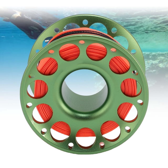 Fishing Line Reel, 30m / 98.43ft Aluminum Diving Reel Aviation Multi Purpose Finger Spool With Double Ended Hooks