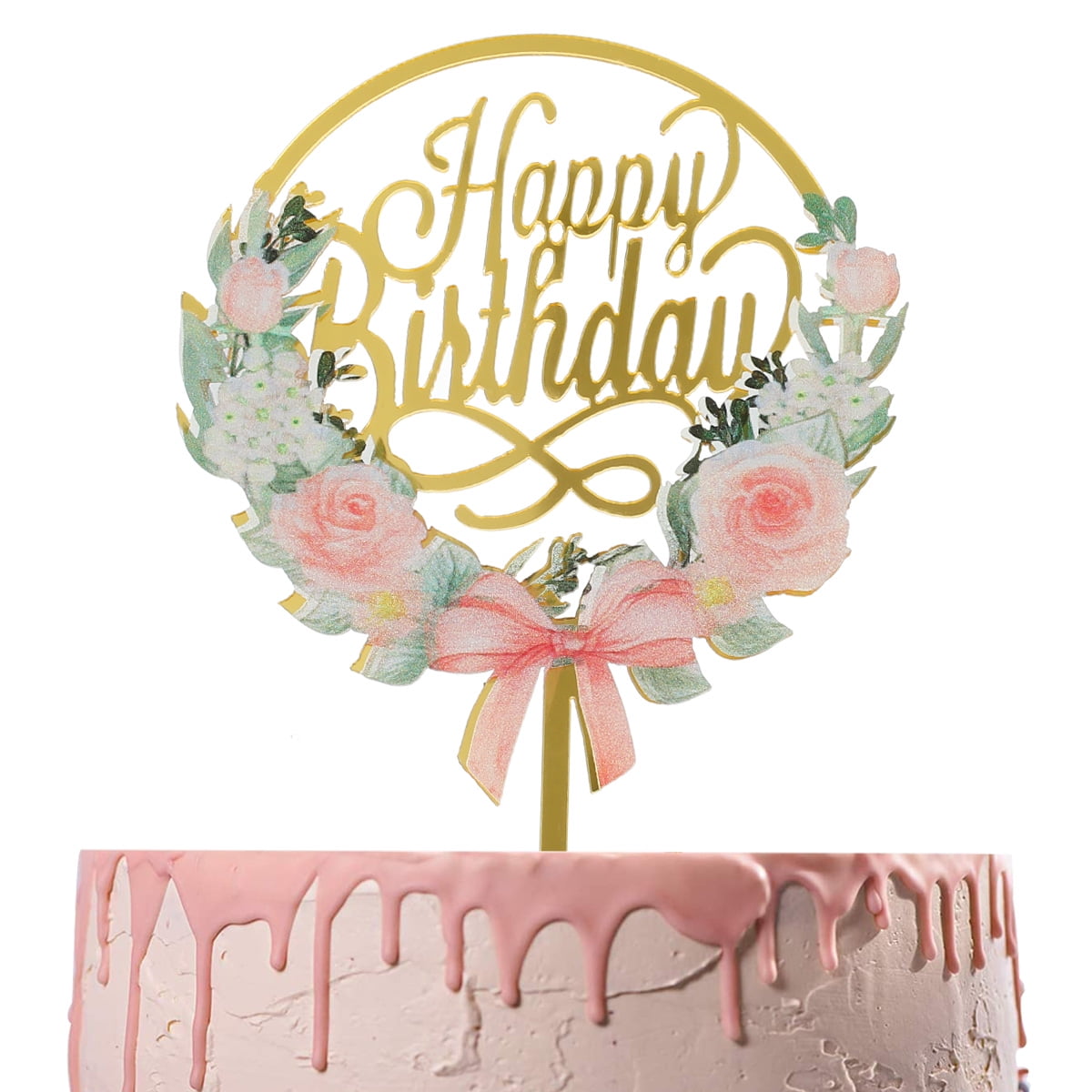 Wedding Decoration Happy Birthday Cake Topper Acrylic Decor Party Supplies 