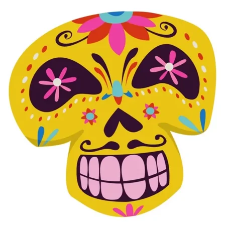 DOPASTICKER Sugar Skull Sticker Yellow Day Of The Dead Dia De Los Muertos Memorial Phone Decal Water Bottle Stickers, Cars Stickers, Water Bottle Stickers For Kids